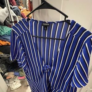 Torrid 2x V neck Strip Blouse